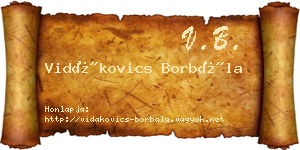 Vidákovics Borbála névjegykártya