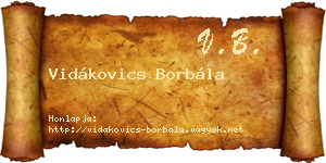 Vidákovics Borbála névjegykártya